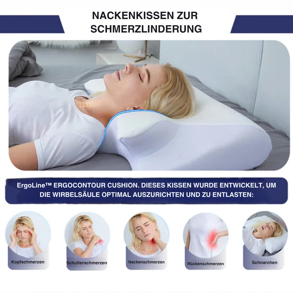 Hochwertiges Nackenkissen, fördert eine gesunde Schlafposition und reduziert Verspannungen.