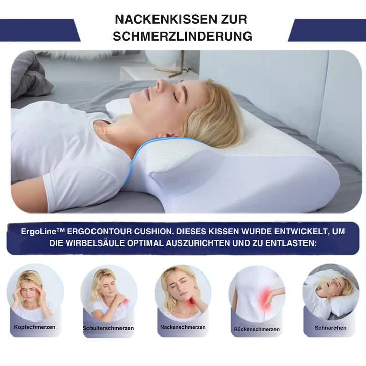 Hochwertiges Nackenkissen, fördert eine gesunde Schlafposition und reduziert Verspannungen.