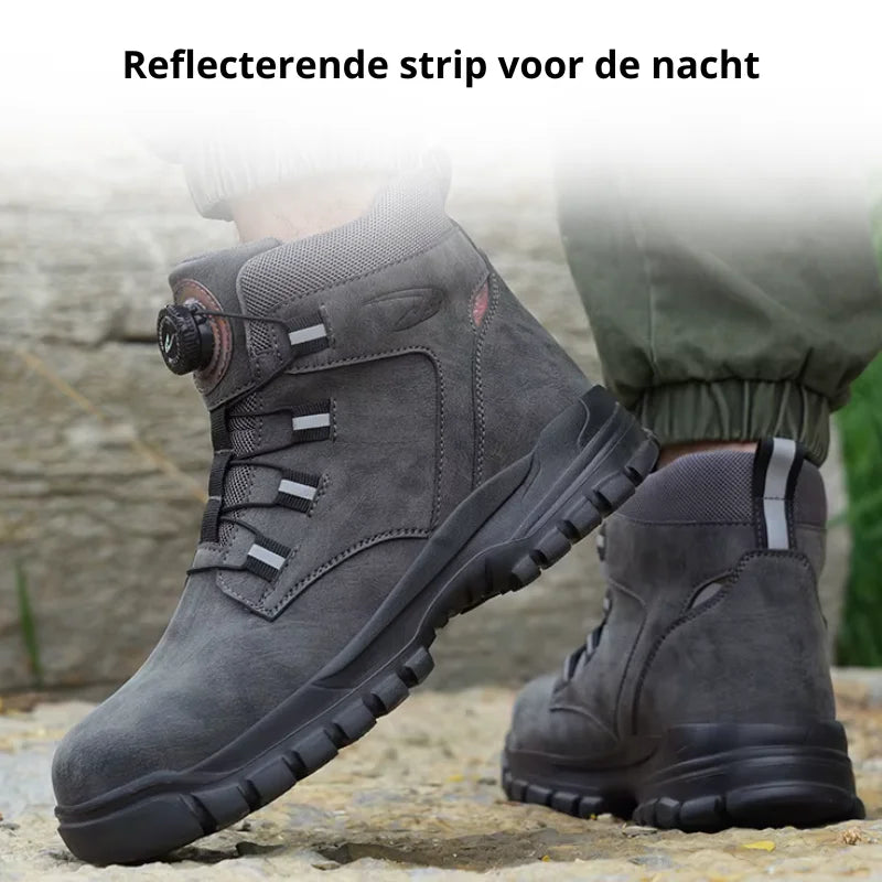 Robuste Schnürung der Herren Sicherheitsschuhe für optimalen Halt und individuelle Anpassung.