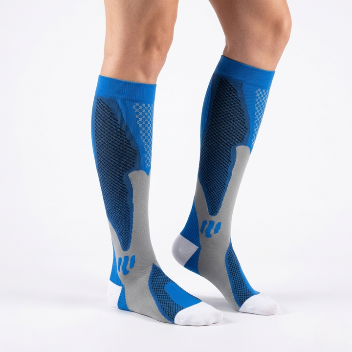 Ergonomische Kompressionsstrümpfe, unisex, reduzieren Schwellungen für gesunde & fitte Beine.