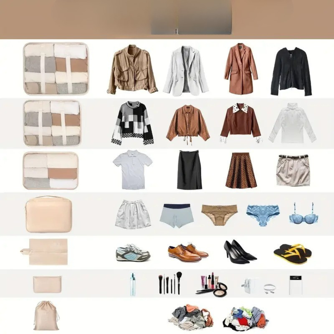 Vielseitiges Reise Zubehör Set inklusive Schuhbeutel und Kosmetiktasche