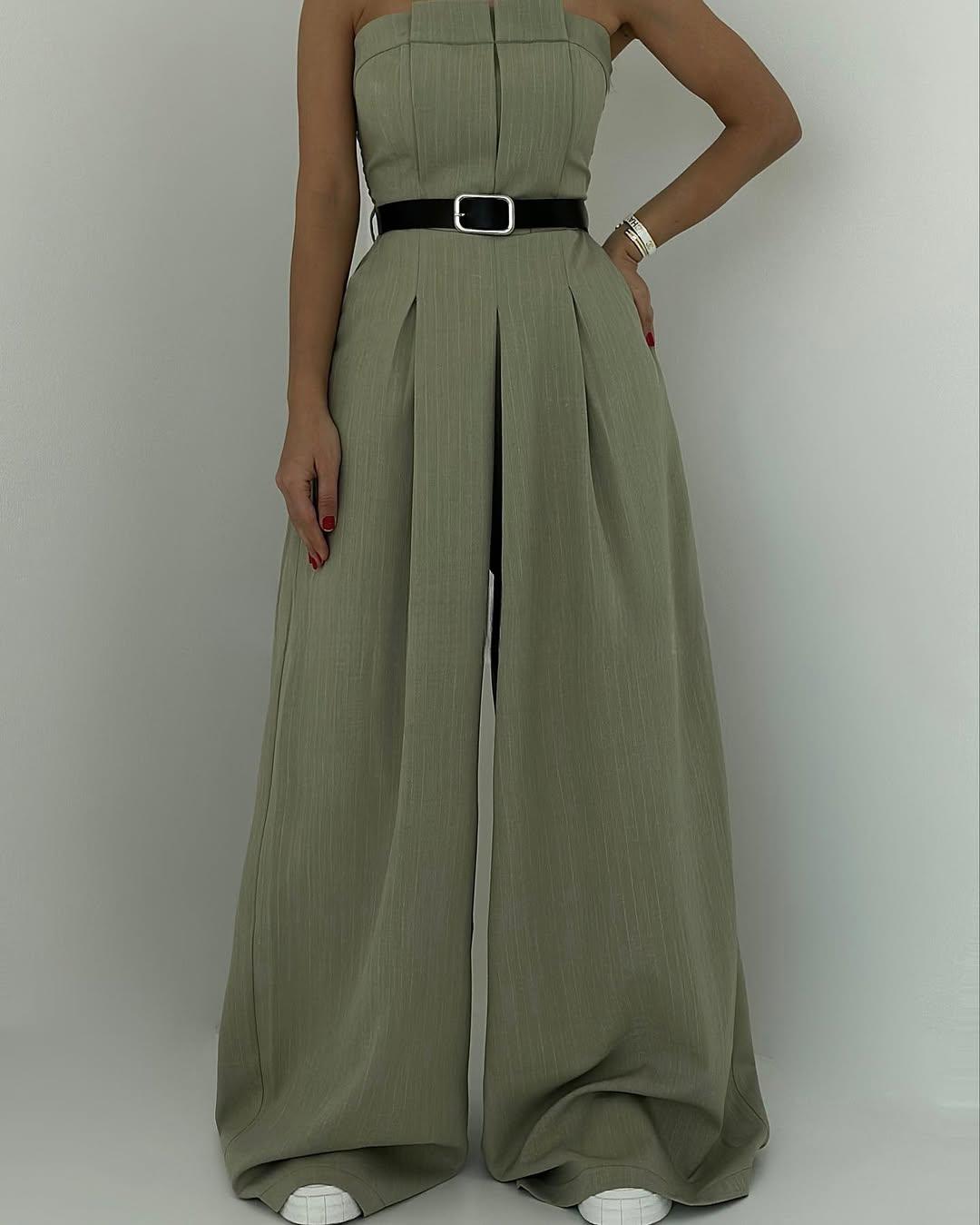 Damen Jumpsuit Set in Marineblau Detailansicht