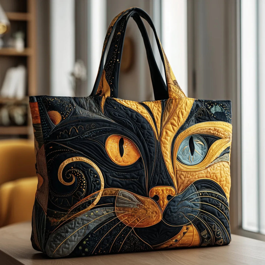 Handgefertigte Damen Tasche mit niedlichem Katzenmotiv, gepolstert, aus Baumwolle/Polyester, ideal als Schulter- oder Handtasche für den Alltag.
