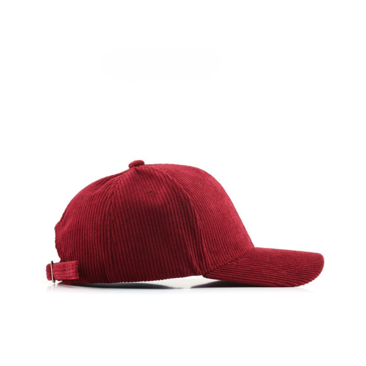 Blaue Cord Unisex Kappe, gebogener Schirm, verstellbar, stylisches Accessoire für Herren & Damen.