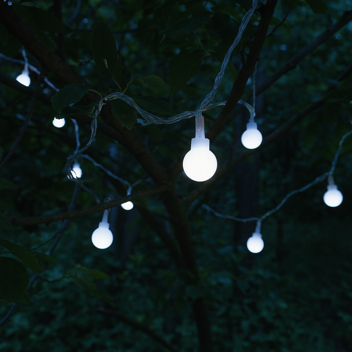LumaOrbs Lichterkette in der Variante Warmweiß, die eine entspannte Stimmung erzeugt