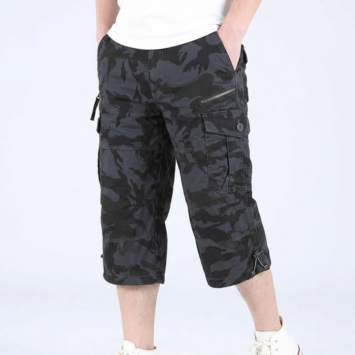 Strapazierfähige Herren Capri-Shorts, schnelltrocknend & robust. Perfekt als Cargo-Wandershorts für Hiking.