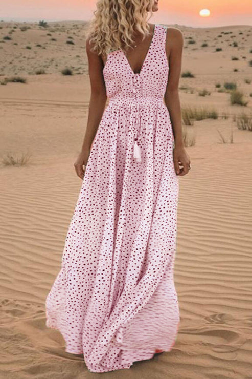 Bohemian V-Ausschnitt A-Linie Kleid für Damen