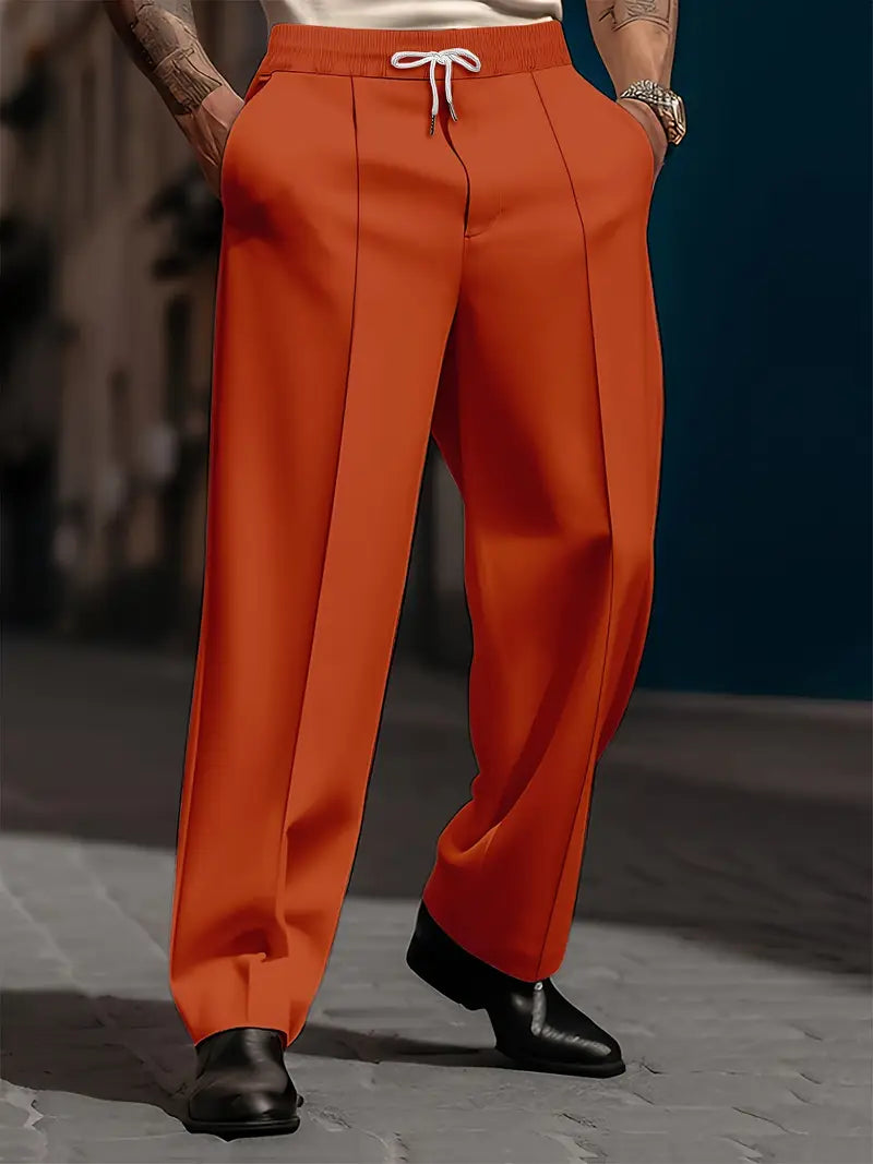 Beige Herren Casual Hose mit Kordelzug, Detailansicht des Bundes