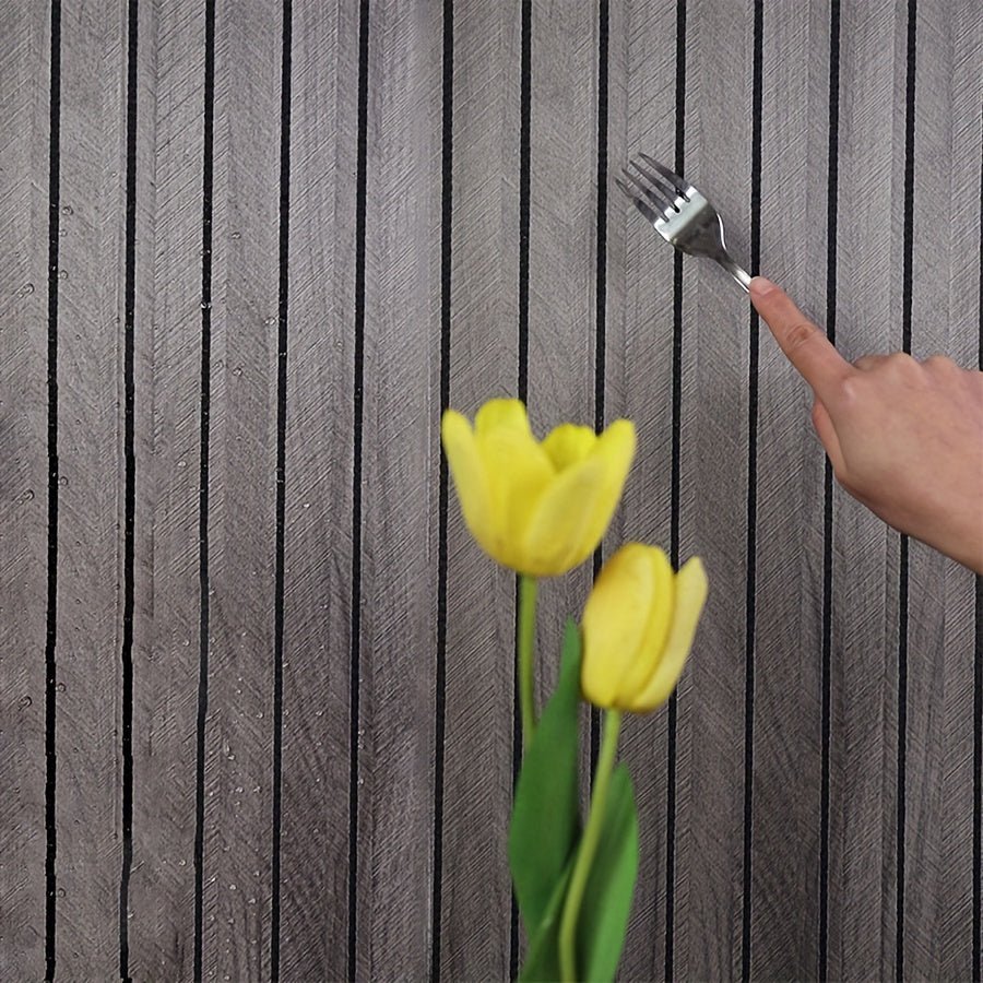 3D Wandpaneele selbstklebend, Holzoptik, realistische Maserung, modern, schlicht, beige, ideal für Wohnzimmer.