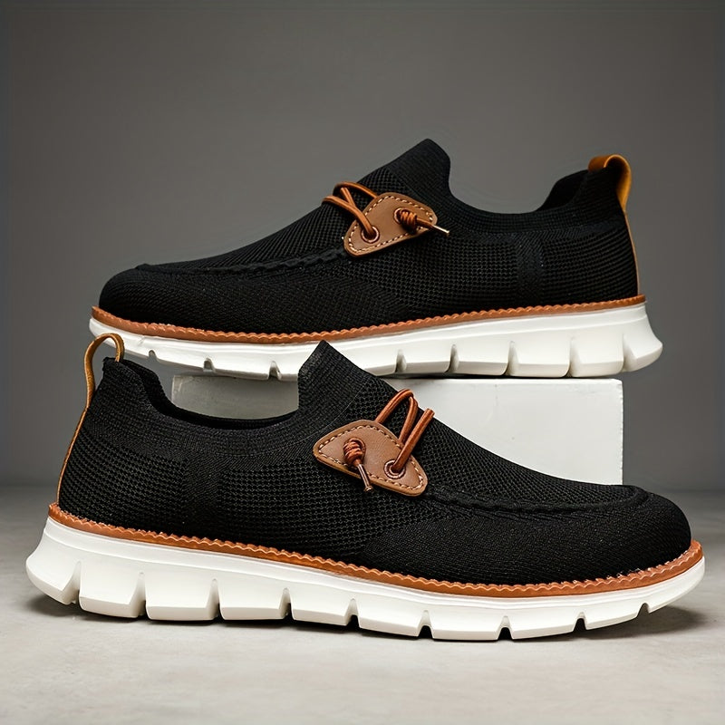 Schwarze Slip-On Schuhe für Herren, leichte Freizeitschuhe