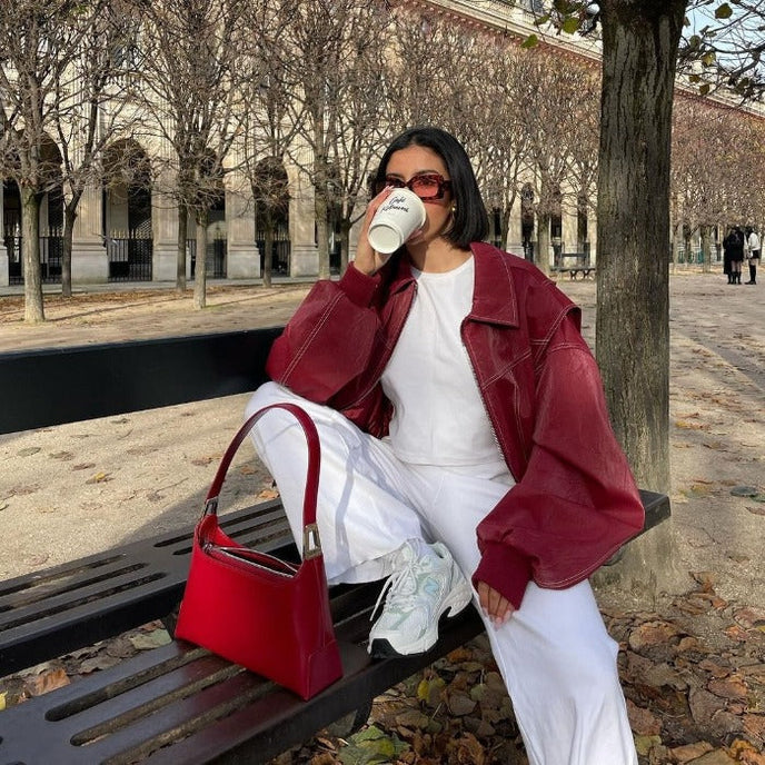 Damen Oversize Rote Jacke - Trendfarbe