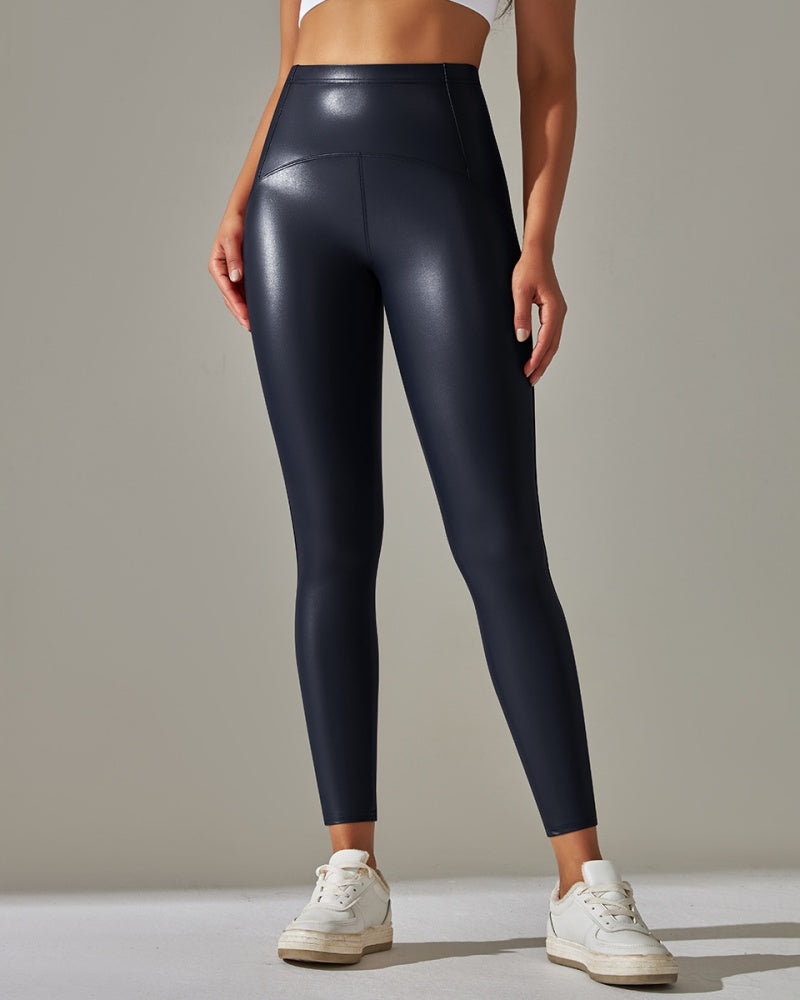 Figurbetonte Damenmode Leggings glänzend für Sport