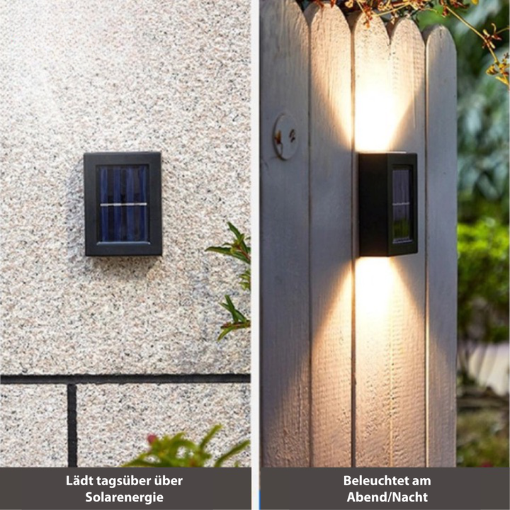 Schwarze Solarlampe für Außenbereich, energiesparend, beleuchtet nachts, wetterfest.