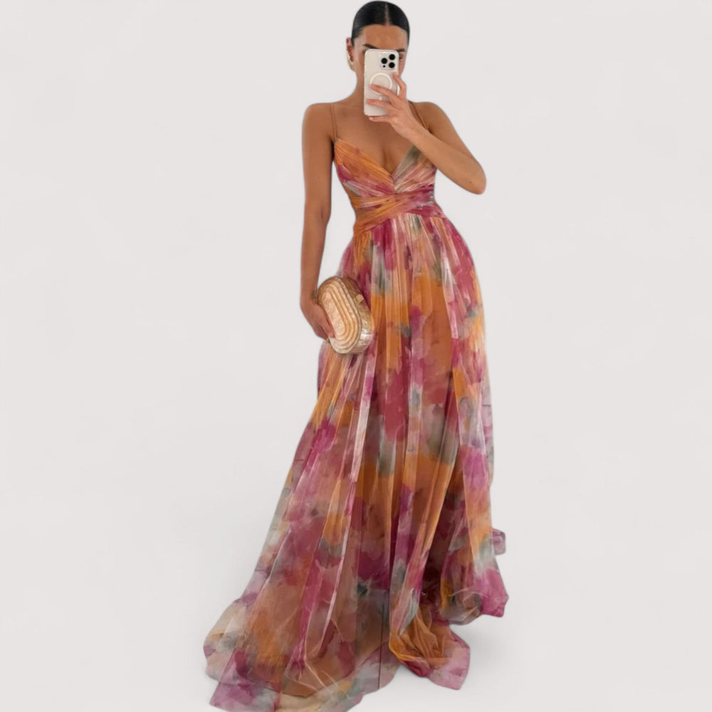 Festliches Damen Cocktailkleid mit elegantem verdrehtem Oberteil, ideal für Party und Abend.
