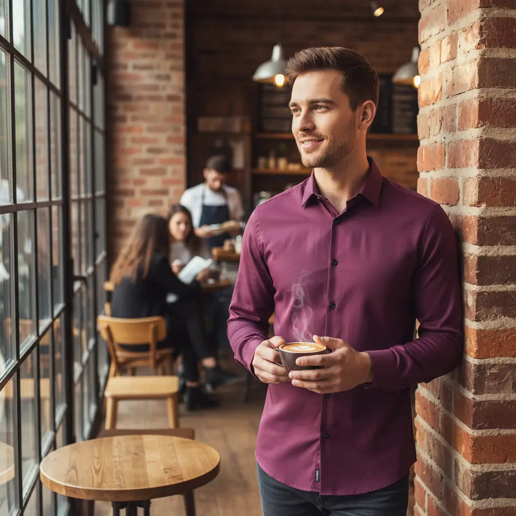 Herrenhemd mit Stretch, Atmungsaktivem Stoff und Knitterarmem Finish für den Herbst