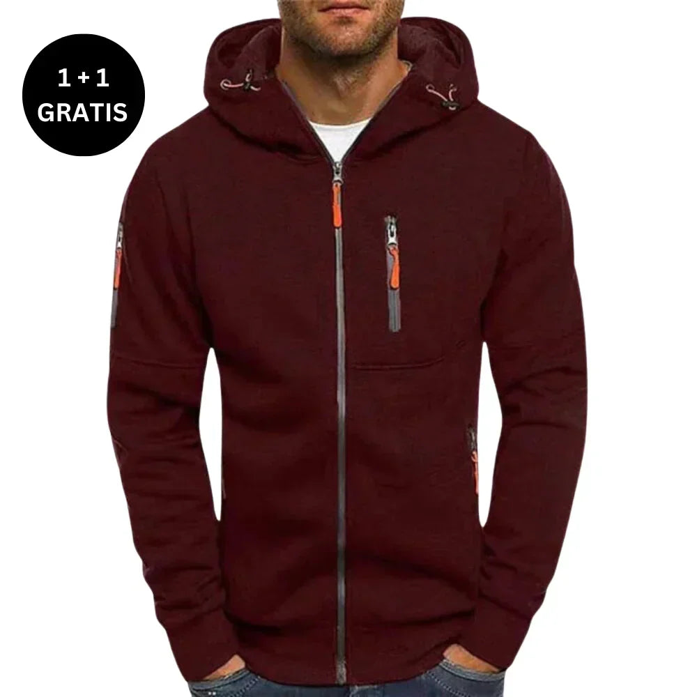 Herren Kapuzenpullover mit Reißverschluss und Seitentaschen für den Alltag