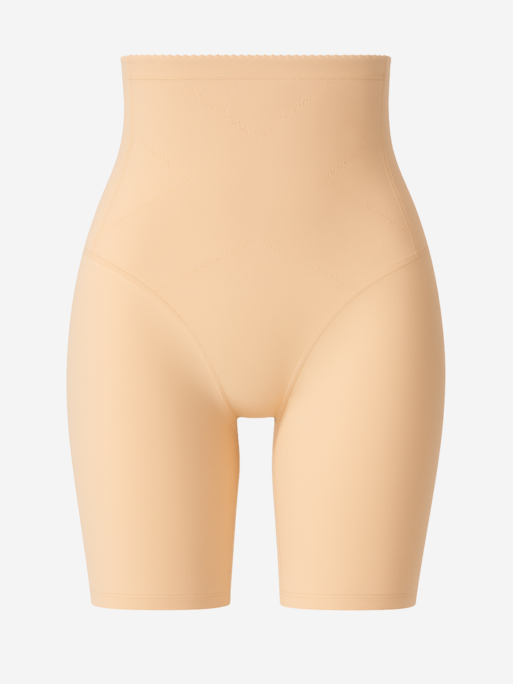 Beige & schwarze Damen Shape Shorts, bauchstraffend, ideal für Mütter nach Schwangerschaft, diskret unter Kleidung.