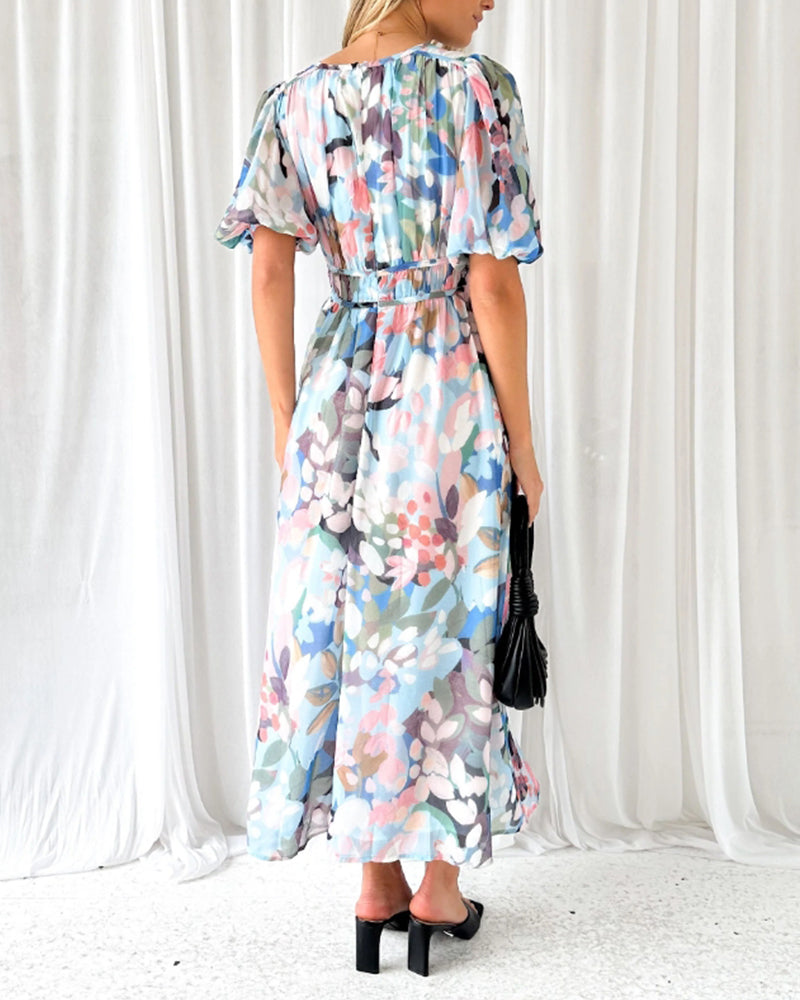 Festliches Damen Blumenkleid in langer Passform