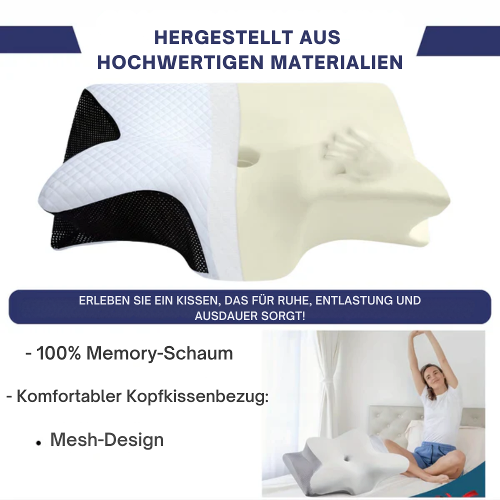 Komfortkissen Memory Foam Nackenkissen, fördert gesunden Schlaf & lindert Nackenschmerzen effektiv.