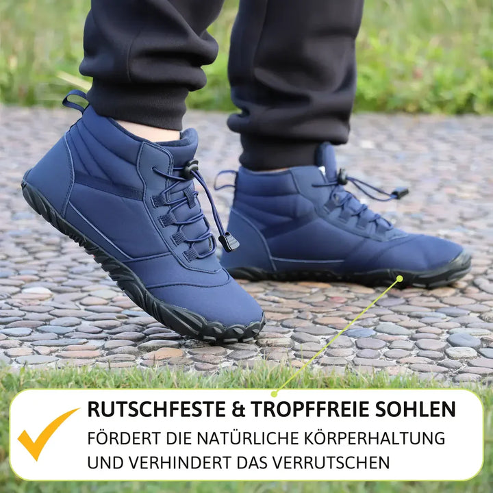 Warme & rutschfeste Outdoor Winter Barfußschuhe schützen vor kalten Füßen im Schnee.