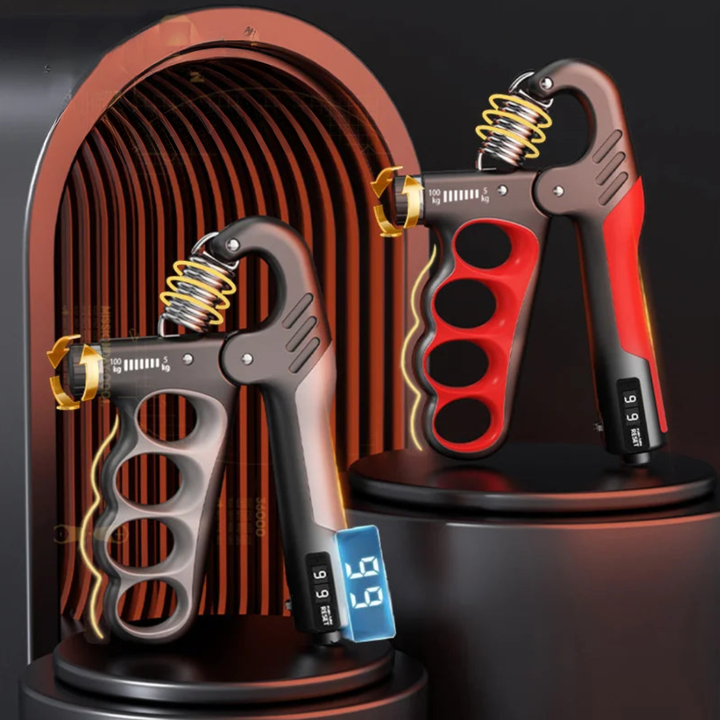 Robuster Grippora Metall-Handtrainer für intensive Krafttrainingseinheiten und Muskelaufbau im Heimsport.
