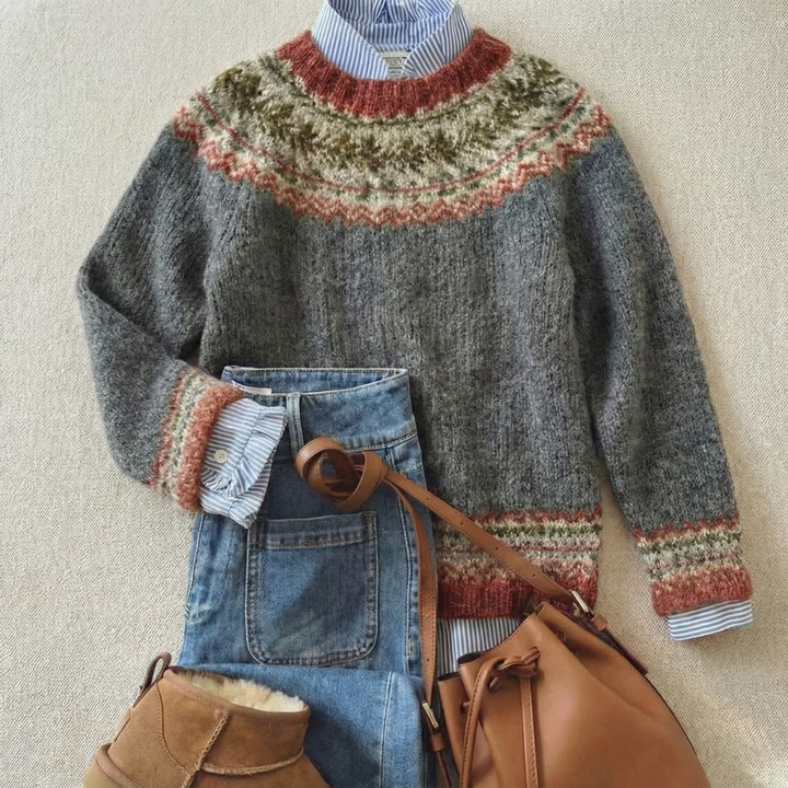 Modischer norwegischer Strickpullover für Damen, weich und bequem