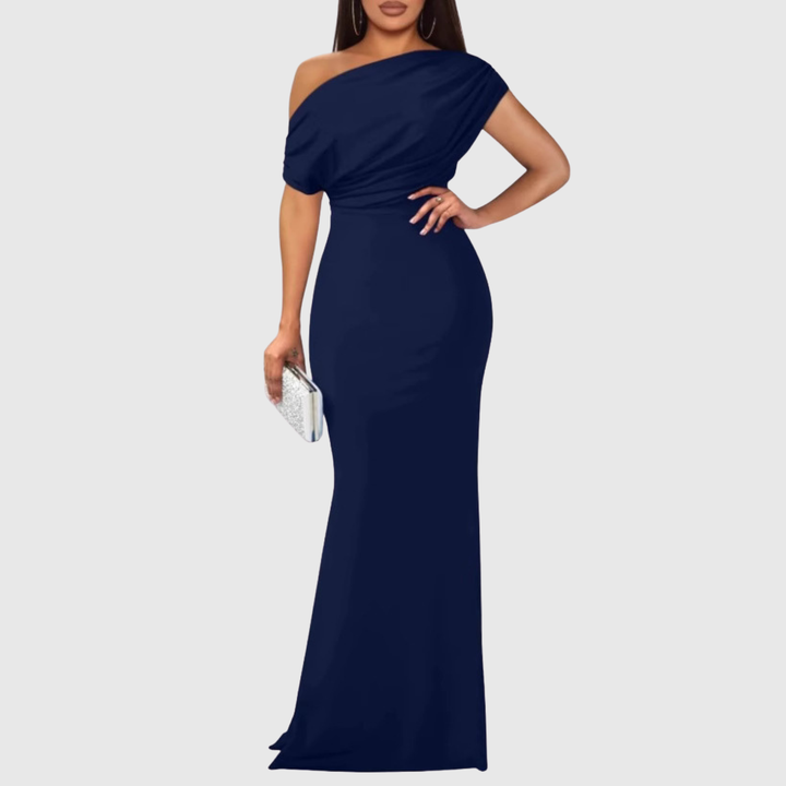 Zeitloses, elegantes Damen Abendkleid, ein-schulter, ein klassisches Stück für besondere Momente.