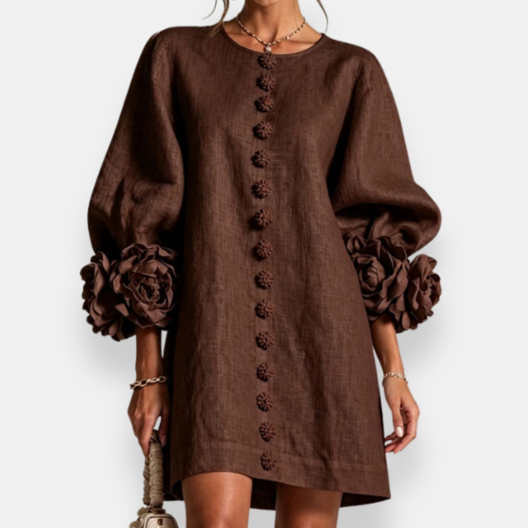 Damenmode Sommerkleid in A-Linie mit floraler Struktur