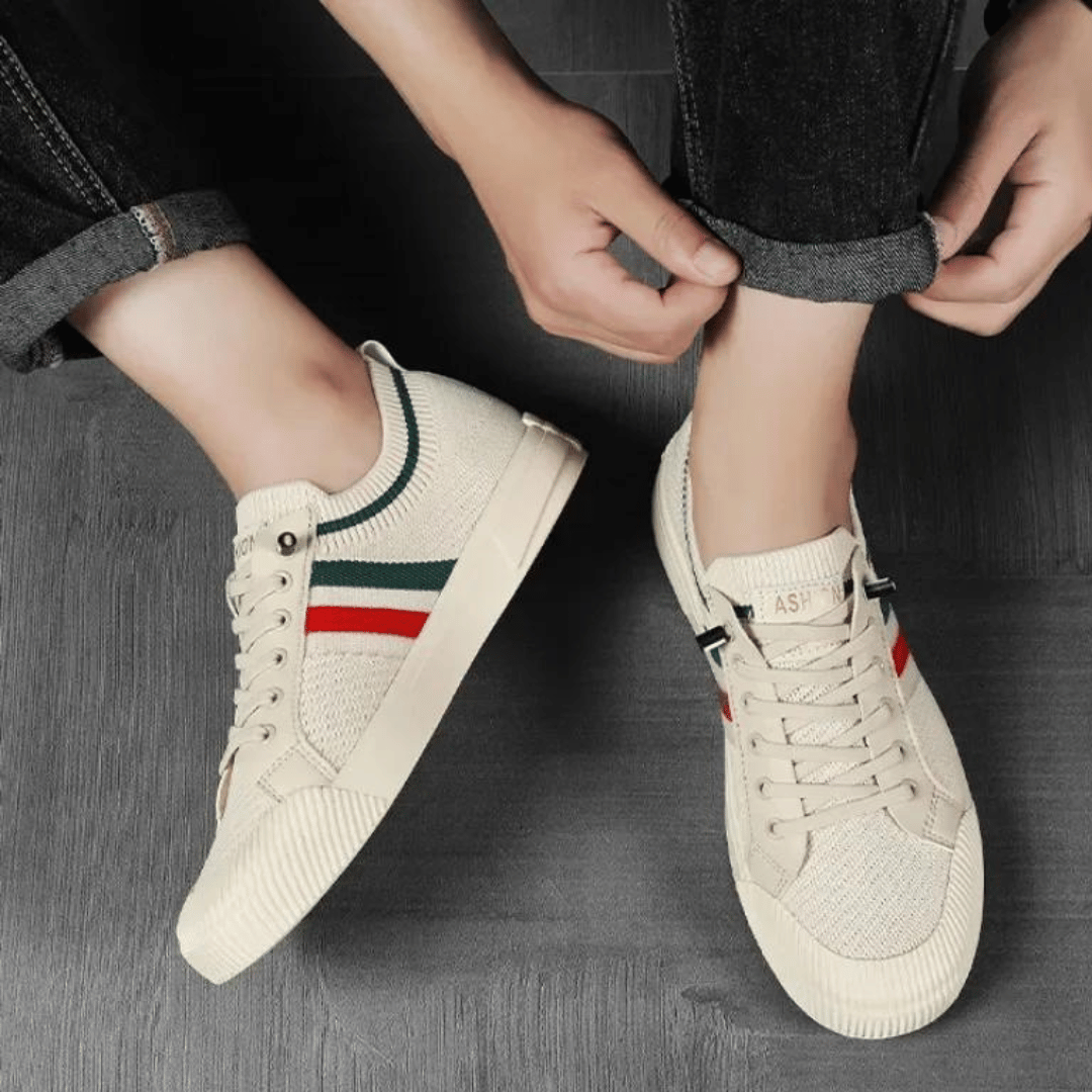Leichte Herren Laufschuhe in Beige und Schwarz, atmungsaktiv