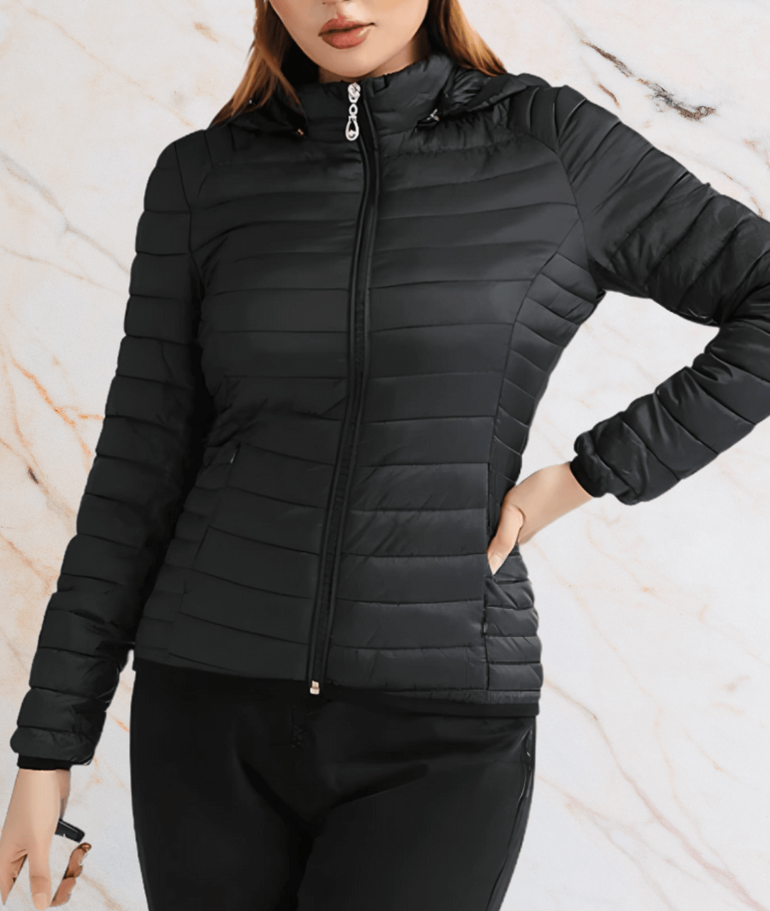 Bauschige Jacke mit Reißverschluss - Damen
