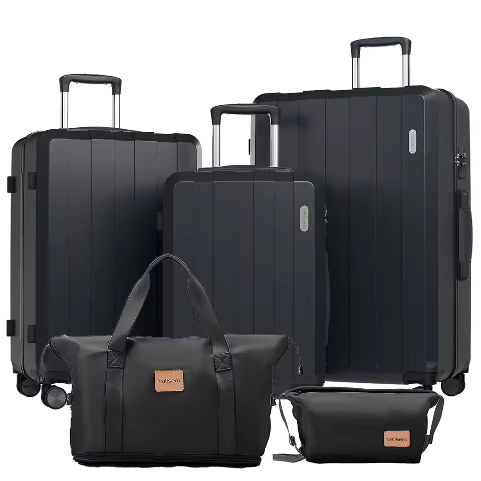 Hochwertiges 5er Hartschalen-Reisekoffer-Set in Rosa & Schwarz. Perfektes Reisezubehör für jede Reise.