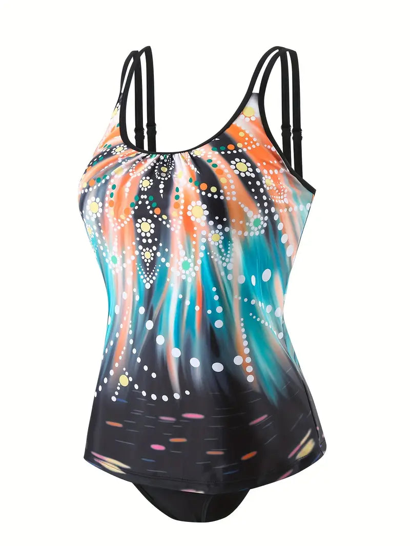 Damen Tankini Set mit Muster und lockerem Schnitt für den Strand