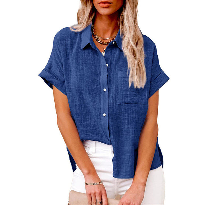 Stylische Damenbluse im Loose Fit mit kurzen Ärmeln und Knopfleiste. Vielseitig für Sommer & Freizeit.