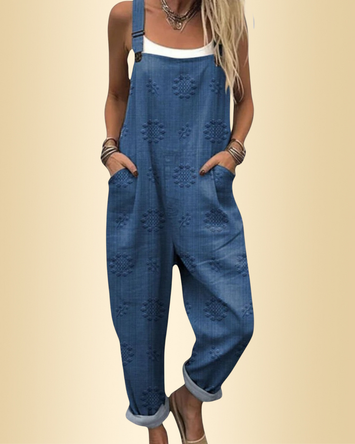 Eleganter Damen Jumpsuit mit weitem Bein, locker geschnitten für maximalen Komfort. Ideal für Freizeit & Alltag.