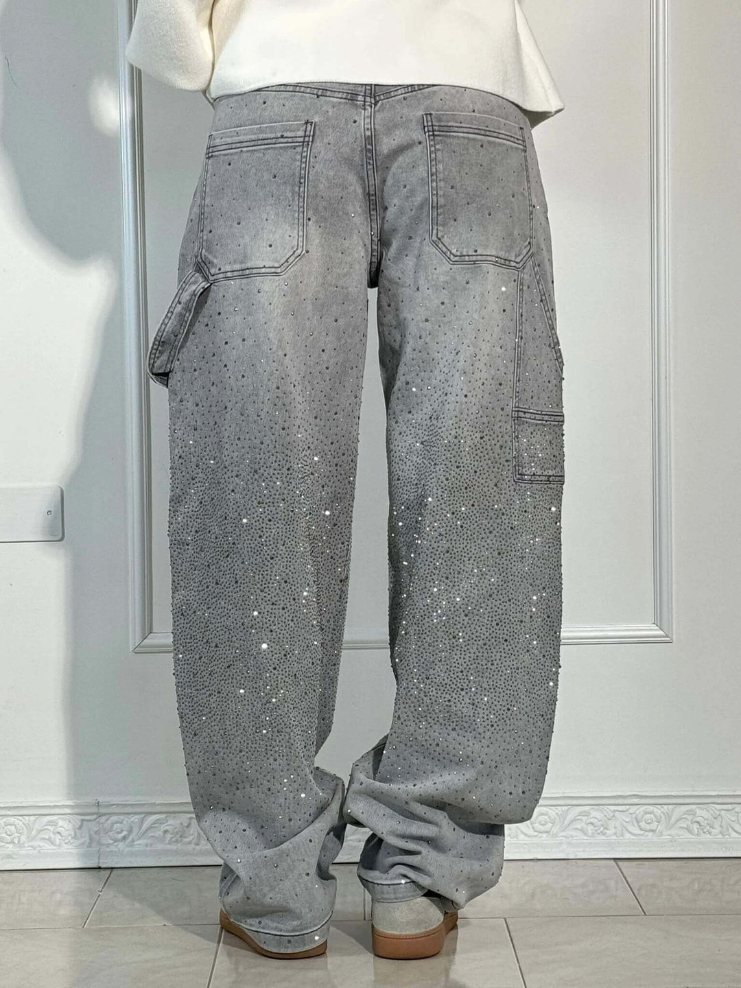 Glänzende Ballon-Jeans für Damen