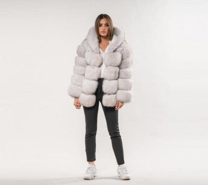 Trendige Kapuzenjacke für Damen in flauschiger Felloptik