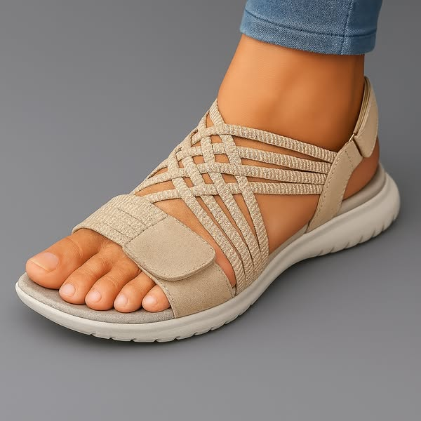 Verstellbare Damen Komfort Sandalen, ideal als orthopädische Gesundheitsschuhe für sicheren Halt.