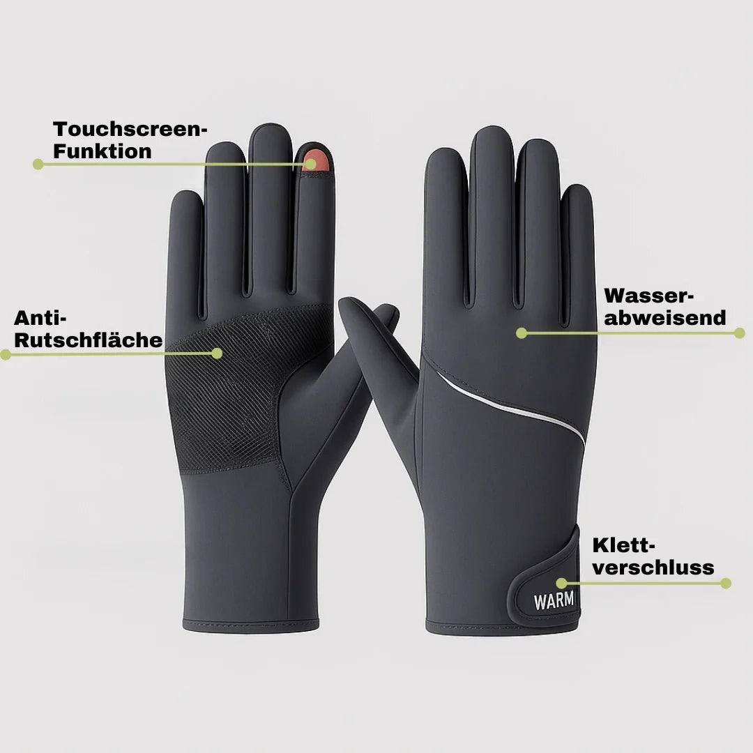 Pinke damenhandschuhe, warm & wasserabweisend, mit praktischer Touchscreen-Spitze für Smartphones.