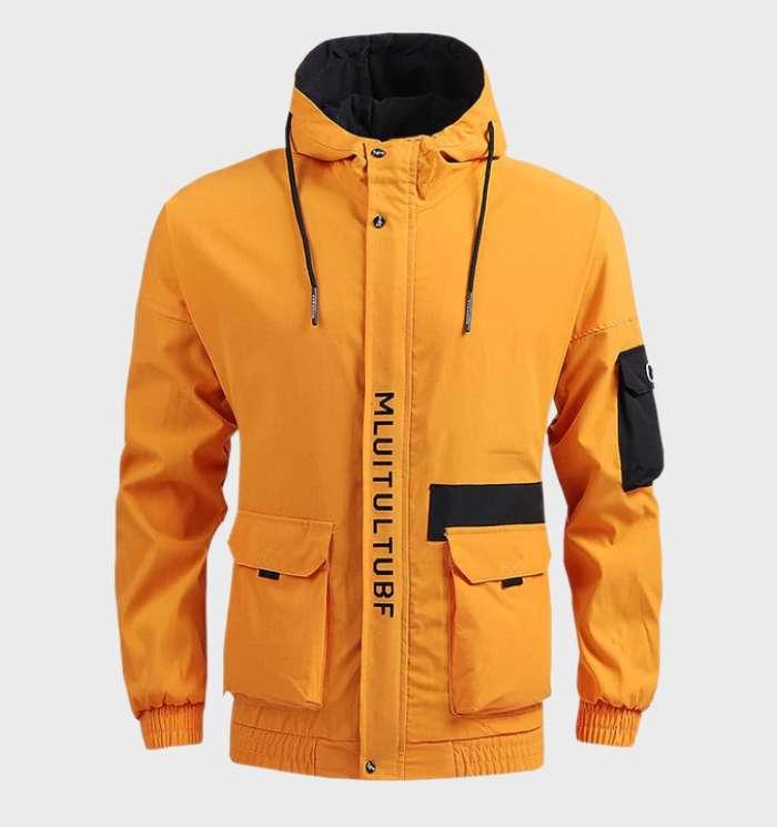 Herren-Wasserdichte Kapuzenjacke mit Taschen und Kordelzug