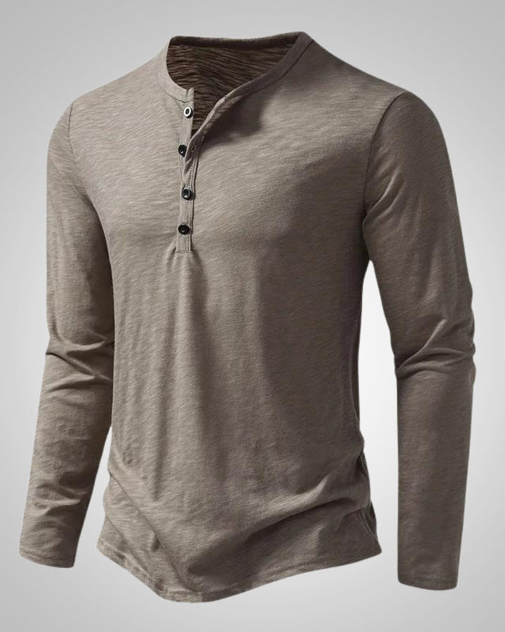 Klassisches Herren Henley Langarmshirt, slim fit, ideal für vielseitige Freizeit- und Alltagsoutfits.