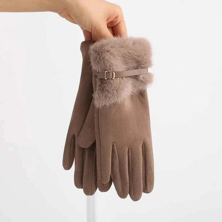 Hochwertige, warme Damen-Winterhandschuhe in Schwarz, kompatibel mit Touchscreens.