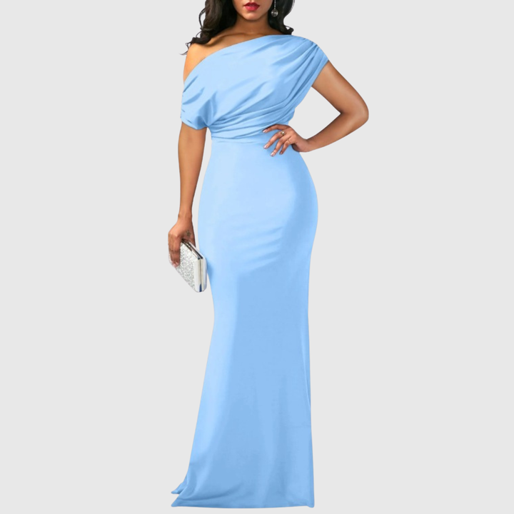 Bodenlanges, formelles Damen Maxikleid, ein-schulter Design, ideal für Gala & Feiern.