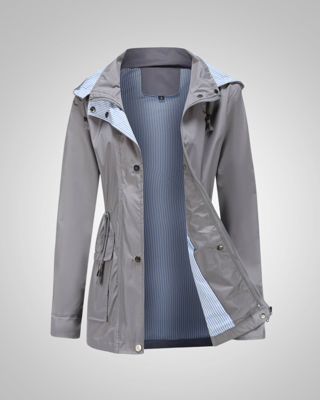 Damen Freizeitjacke mit Kapuze, wasserdicht, Kordelzug für individuelle Passform.