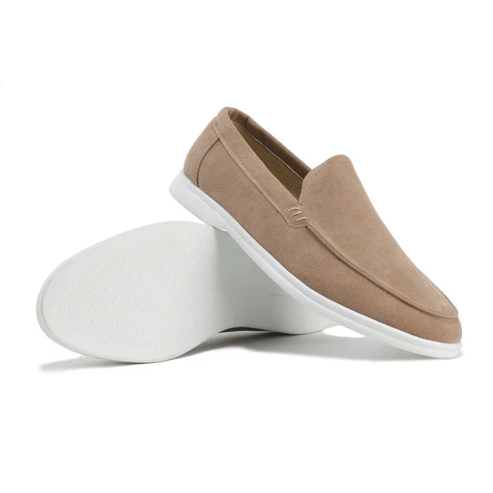 Beige Herren Freizeitschuhe im klassischen Mokassin-Stil