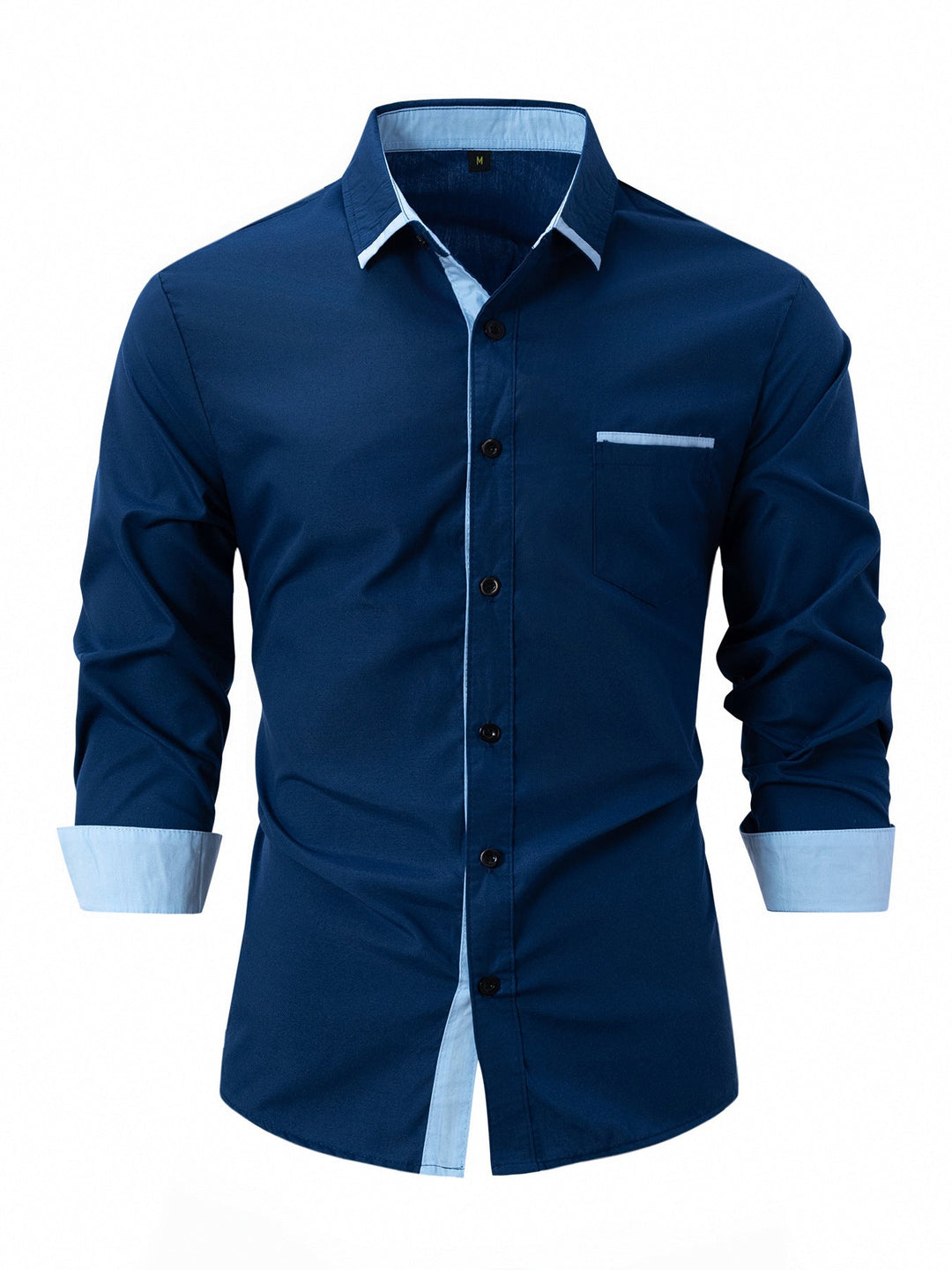 Klassisch elegantes Herrenhemd mit modernen Kontrastdetails; Langarm Business & Freizeit Oberteil für Herrenmode.
