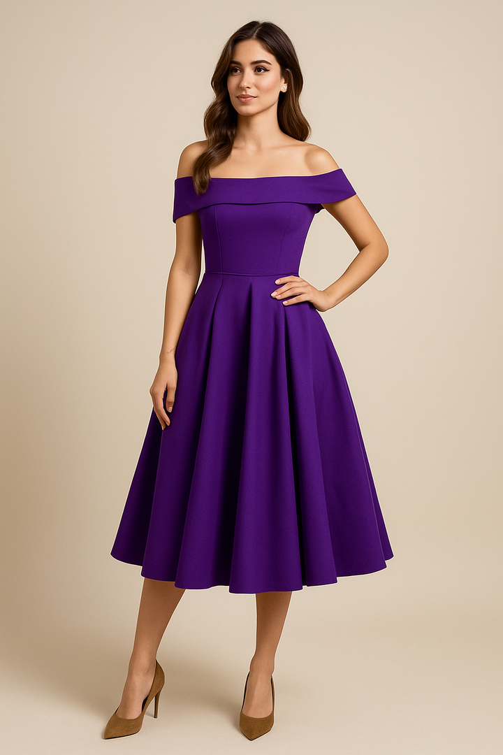 Elegantes Damen A-Linien Kleid in Blau für feierliche Feste und Partys