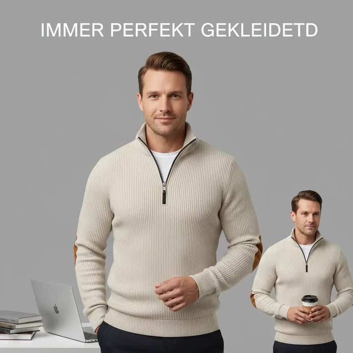 Herren Pullover Mit Gerippten Bündchen