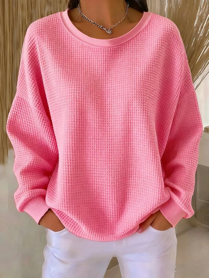 Weicher Damen Waffelstrickpullover, warm & bequem, ideal für Frühling, Herbst & Winter.