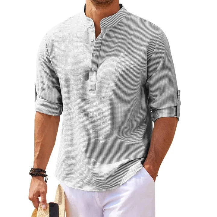 Stadtklang Herren Langarmshirt in Hellgrau für Freizeit und Alltag