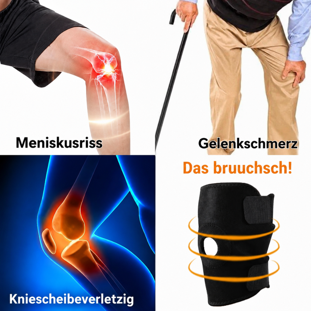 Atmungsaktive Sportbandage fürs Knie mit seitlichen Stützstäben, flexibel
